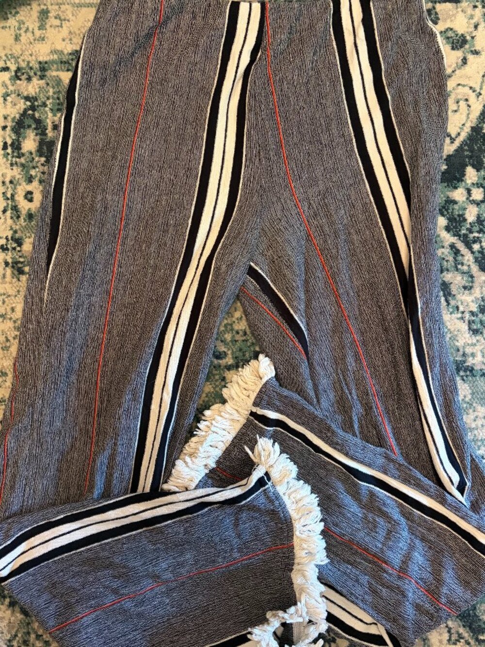 Zara Gray Striped Wide-Leg Palazzo Trousers